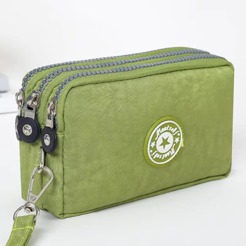 Thickened Three-Layer Long Zipper Pocket Purse Women'S Handbag Wrist Mobile Phone Bag Cute Washable Cloth