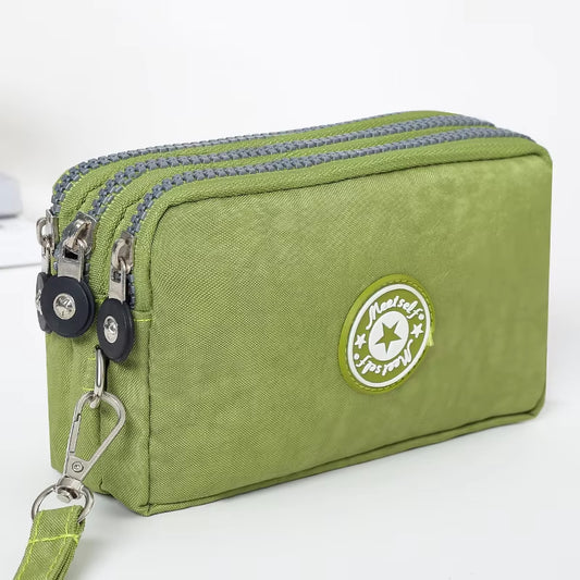 Thickened Three-Layer Long Zipper Pocket Purse Women'S Handbag Wrist Mobile Phone Bag Cute Washable Cloth